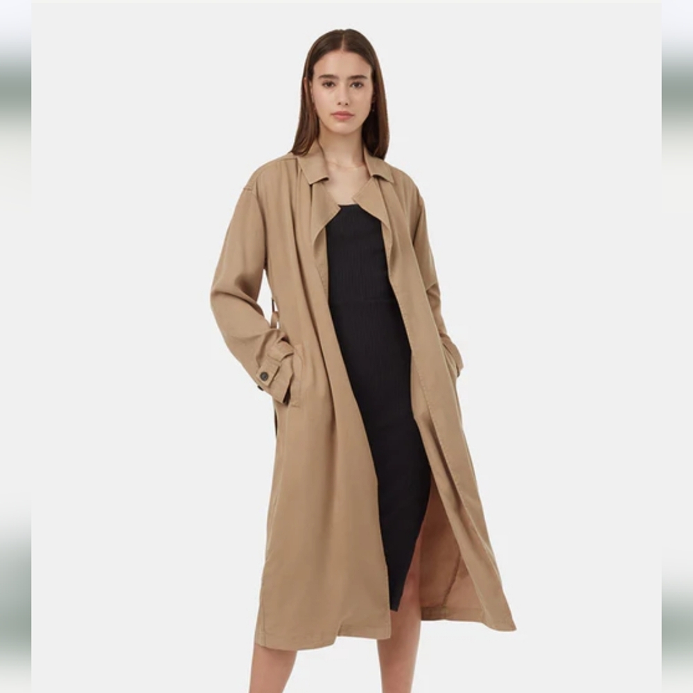 Trench Coat Classic Tan Womens Tencel Trench  Size M Relaxed Tentree